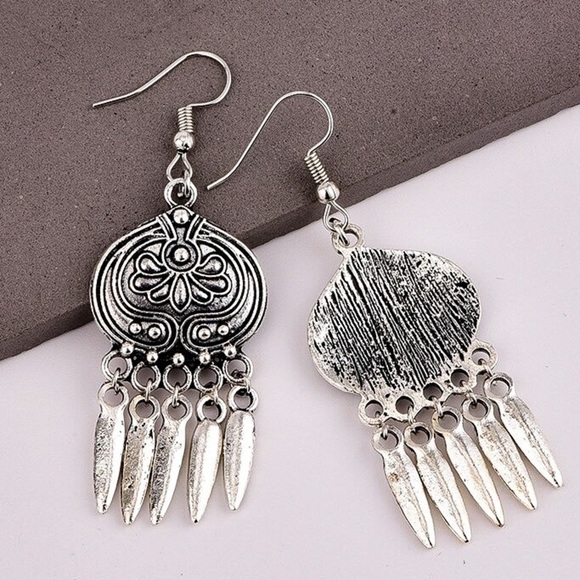 Any 3/$25! Silver Fringed Boho Dangle Earrings - Picture 6 of 9